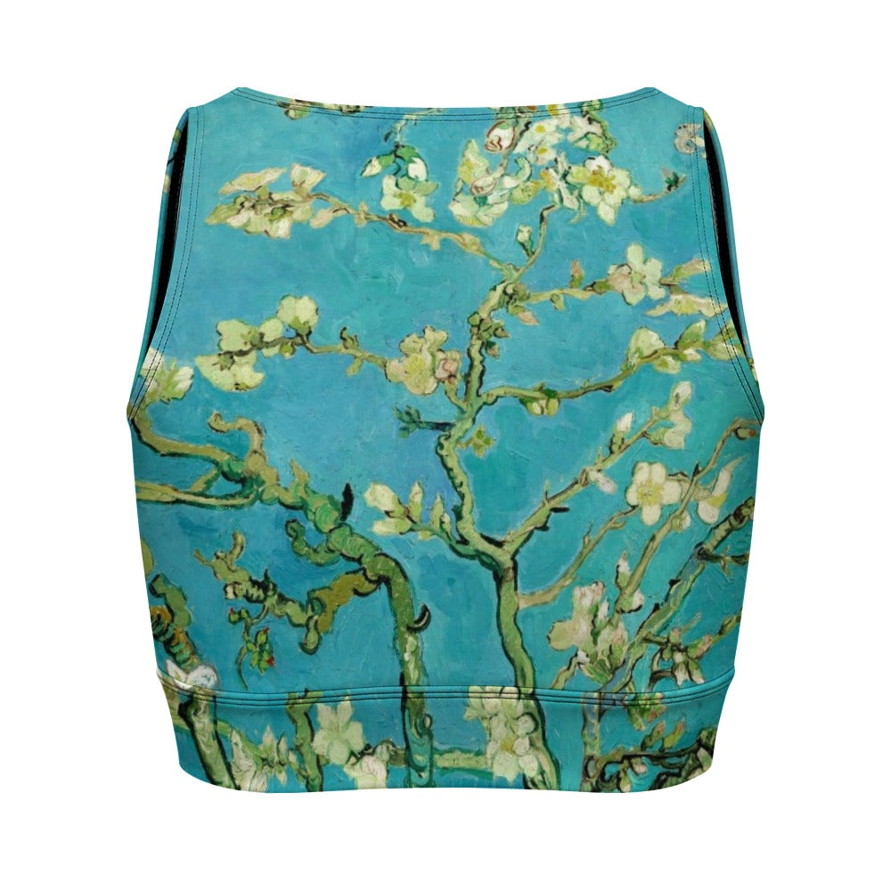 VINCENT VAN GOGH - ALMOND BLOSSOMS - ZIPPERED YOGA VEST TOP FOR HER