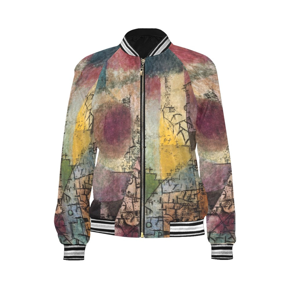 a jacket with a colorful pattern on it