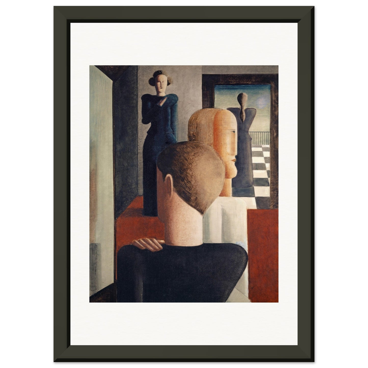 OSKAR SCHLEMMER - FIVE FIGURES IN SPACE (1925) - MUSEUM MATTE POSTER IN METAL FRAME