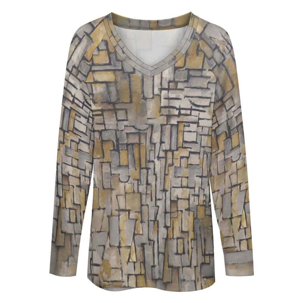 PIET MONDRIAN - TABLEAU No. 2, COMPOSITION No. VII - LONG SLEEVE LOOSE TEE FOR HER