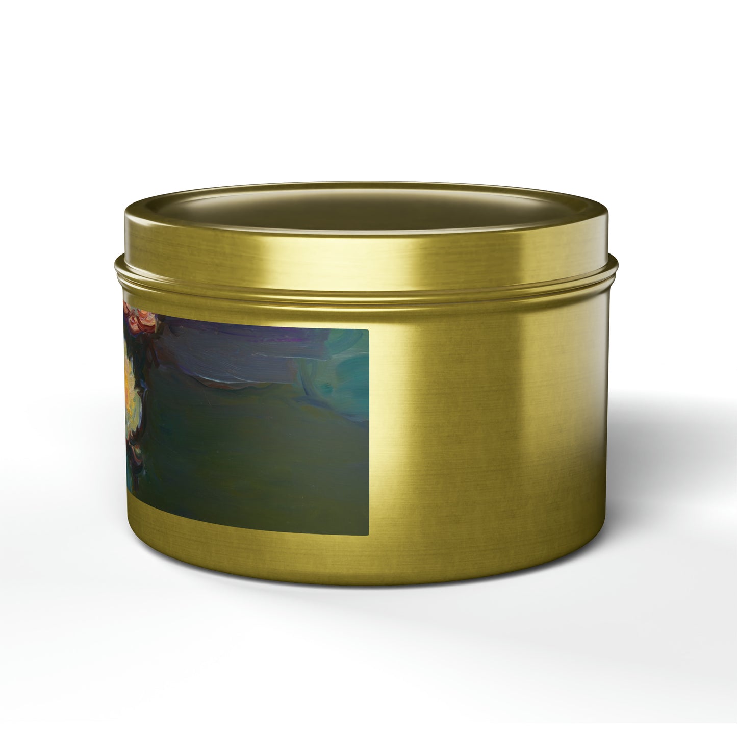 a gold tin with a picture of a bird on it