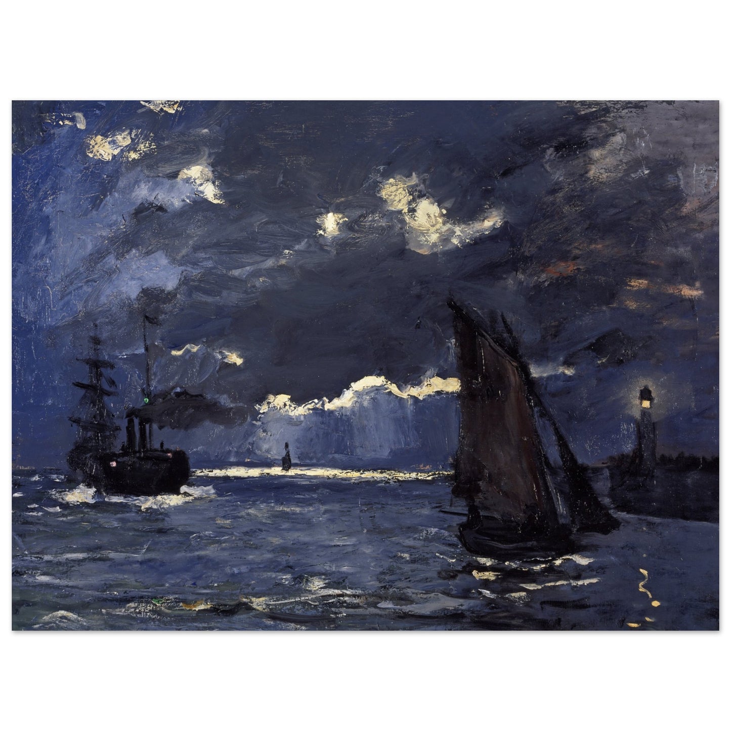 CLAUDE MONET - A SEASCAPE SHIPPING BY MOONLIGHT (1864) - PREMIUM MATTE POSTER