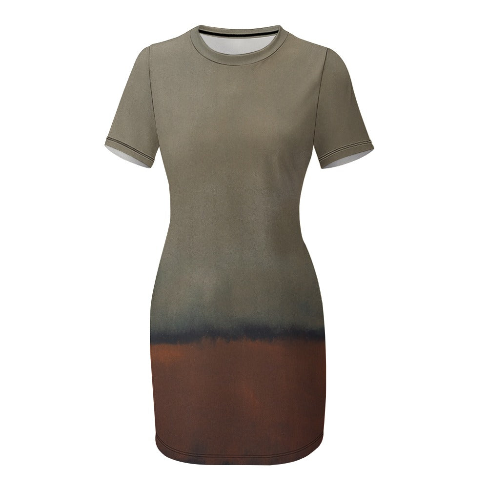 MARK ROTHKO - ABSTRACT ART - CREW NECK SHORT SLEEVE DRESS 