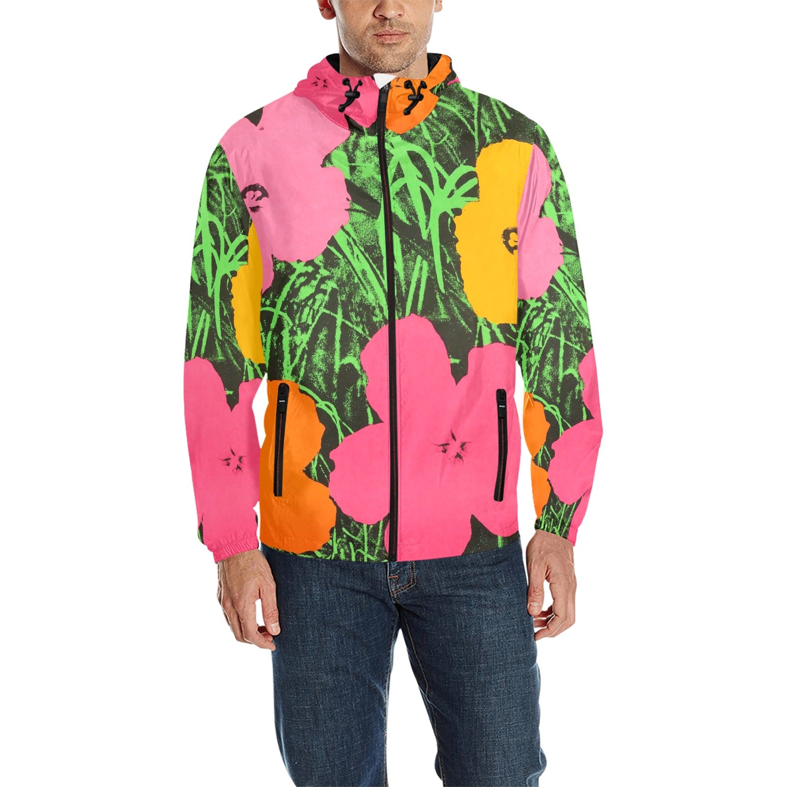 ANDY WARHOL - FLOWERS - MEN'S QUILTED WINDBREAKER - AWESOME