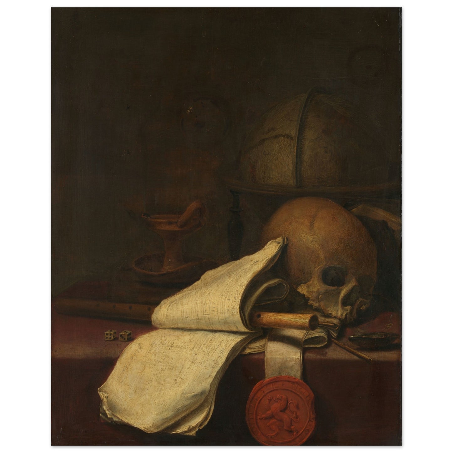 PIETER SYMONSZ POTTER - VANITAS STILL LIFE (1646) - MUSEUM QUALITY MATTE POSTER 