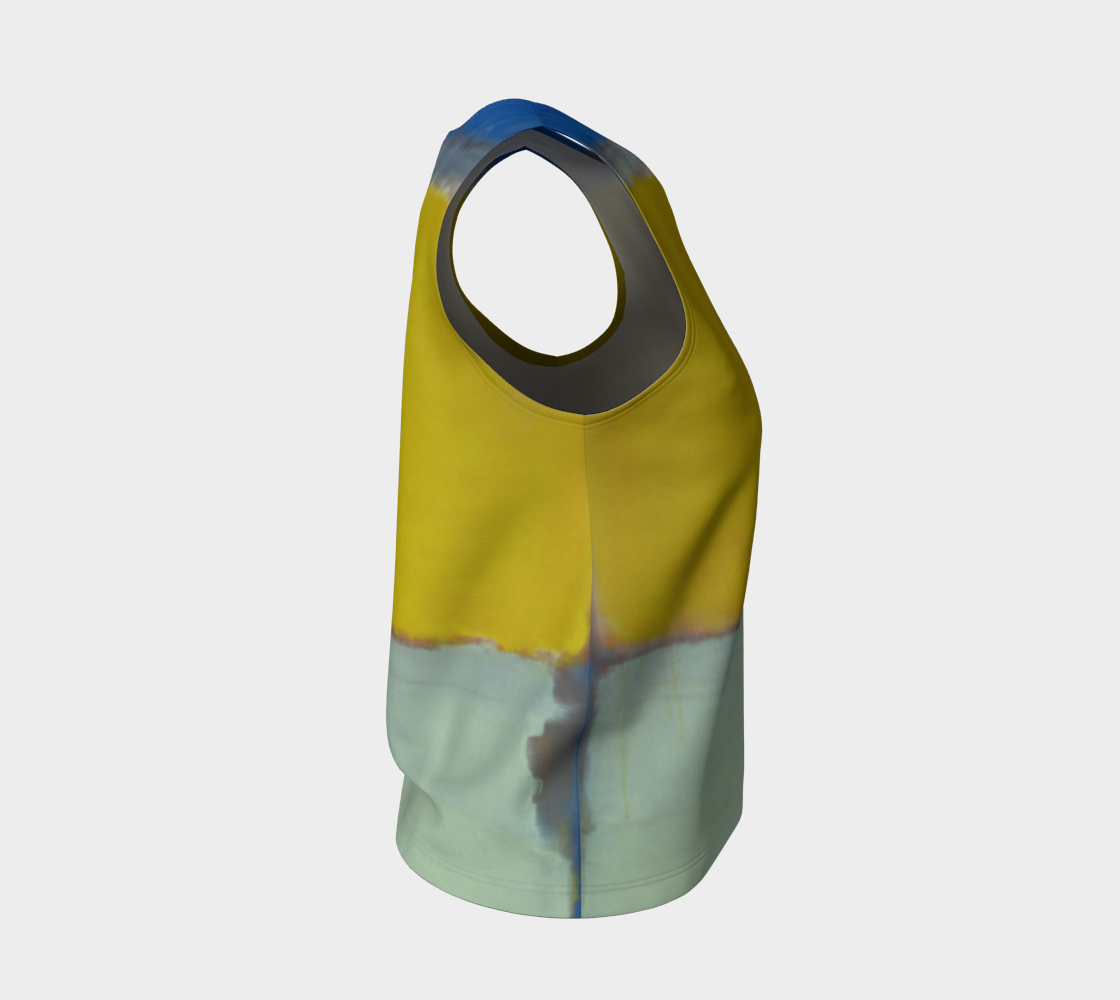 a yellow and blue bag with a grey handle