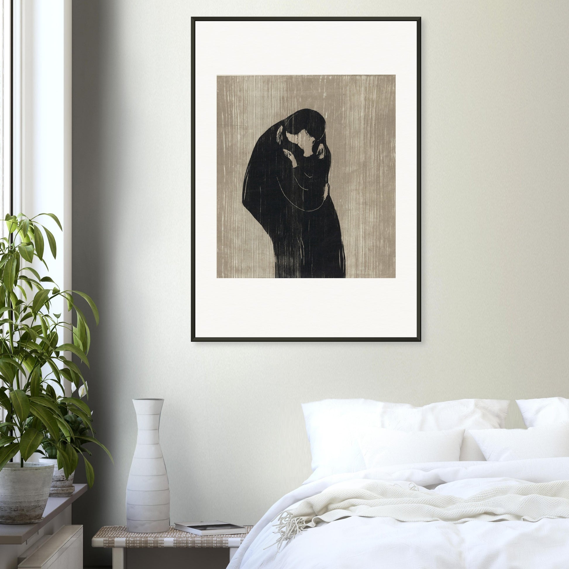 EDVARD MUNCH - THE KISS IV (1902) - MUSEUM MATTE POSTER IN METAL FRAME