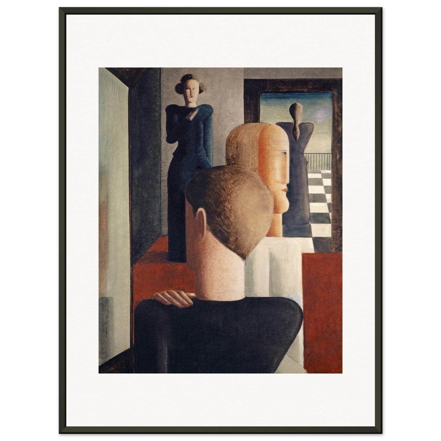 OSKAR SCHLEMMER - FIVE FIGURES IN SPACE (1925) - MUSEUM MATTE POSTER IN METAL FRAME