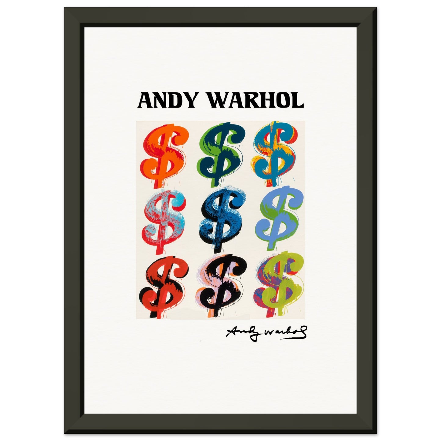 ANDY WARHOL - DOLLAR SIGN - MUSEUM MATTE POSTER IN METAL FRAME