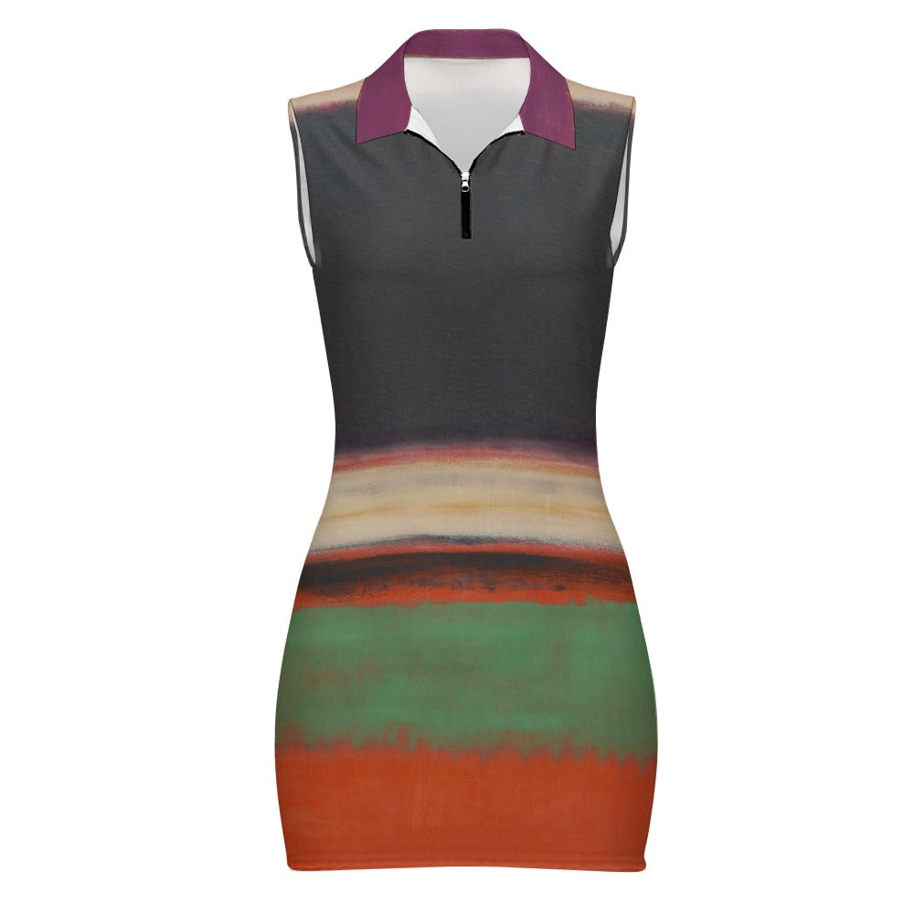 MARK ROTHKO - ABSTRACT - SHORT SLEEVE DRESS WITH A ZIPPER