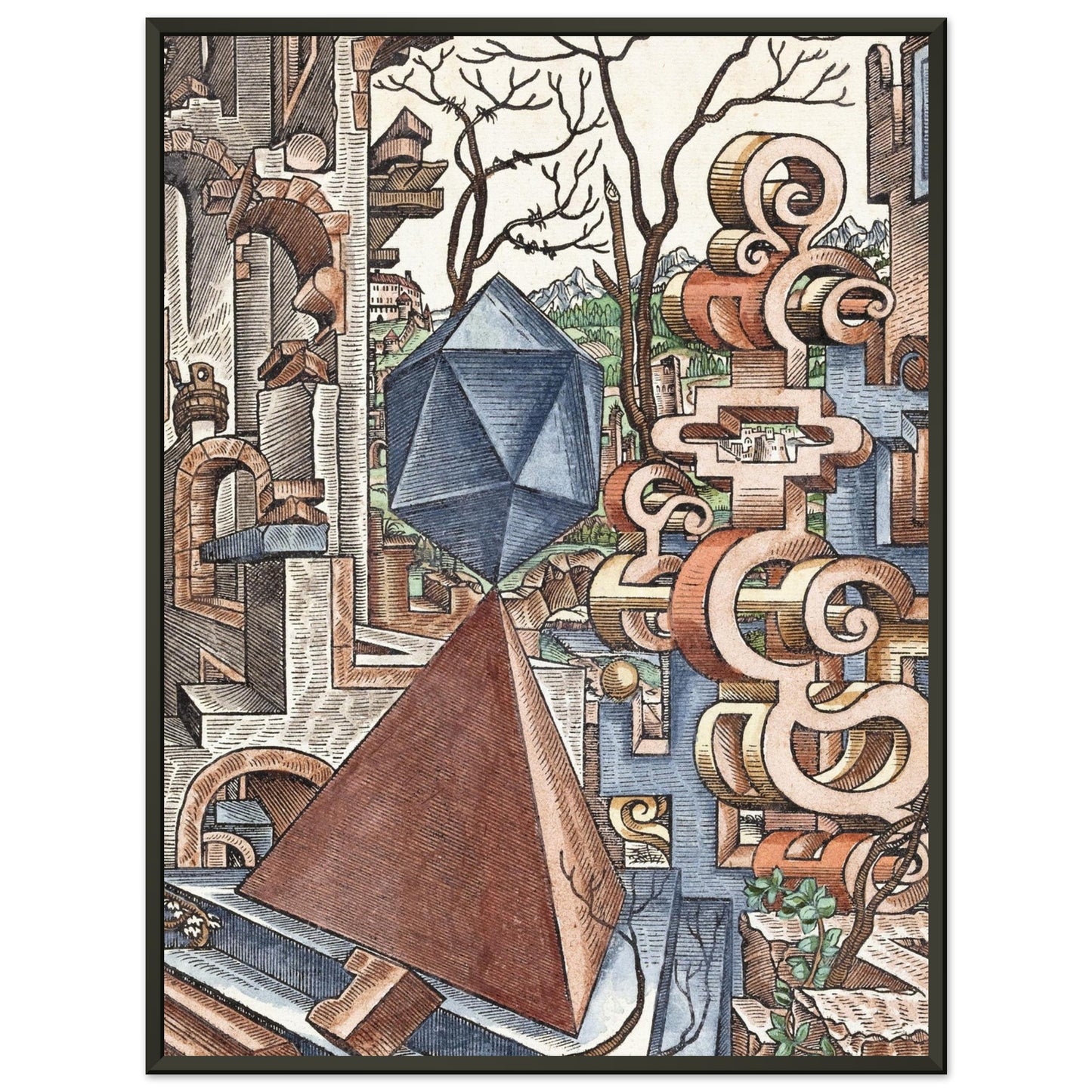 LORENZ STOER - GEOMETRIA et PERSPECTIVA Pl 02 (1567) - MATTE POSTER IN METAL FRAME