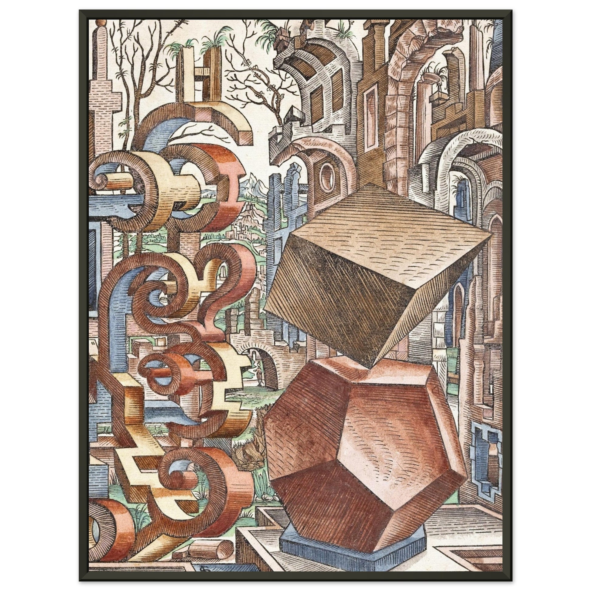 LORENZ STOER - GEOMETRIA et PERSPECTIVA Pl 04 (1567) - MATTE POSTER IN METAL FRAME