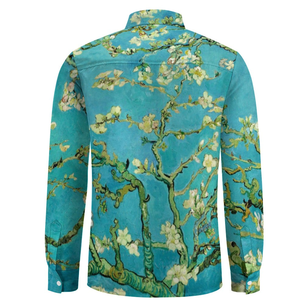 VINCENT VAN GOGH - ALMOND BLOSSOMS - ONE POCKET LONG SLEEVE SHIRT FOR HIM