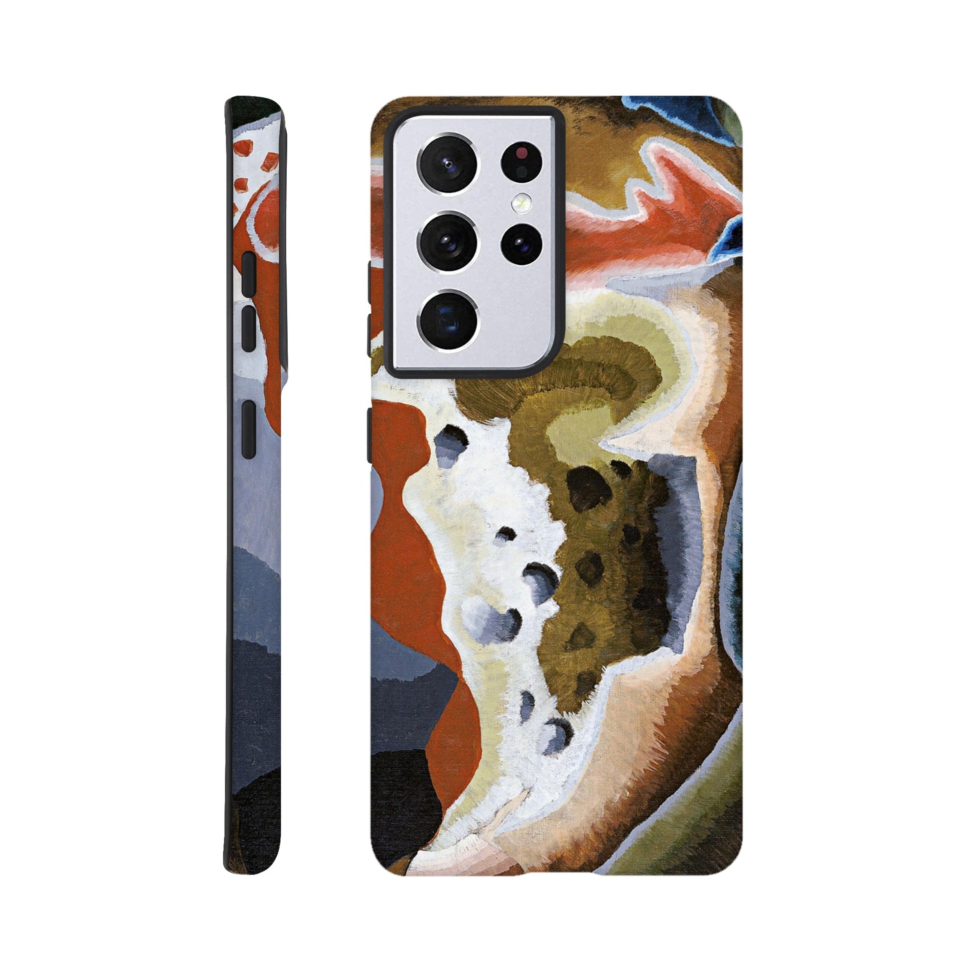 a cell phone case with a painting of a cow