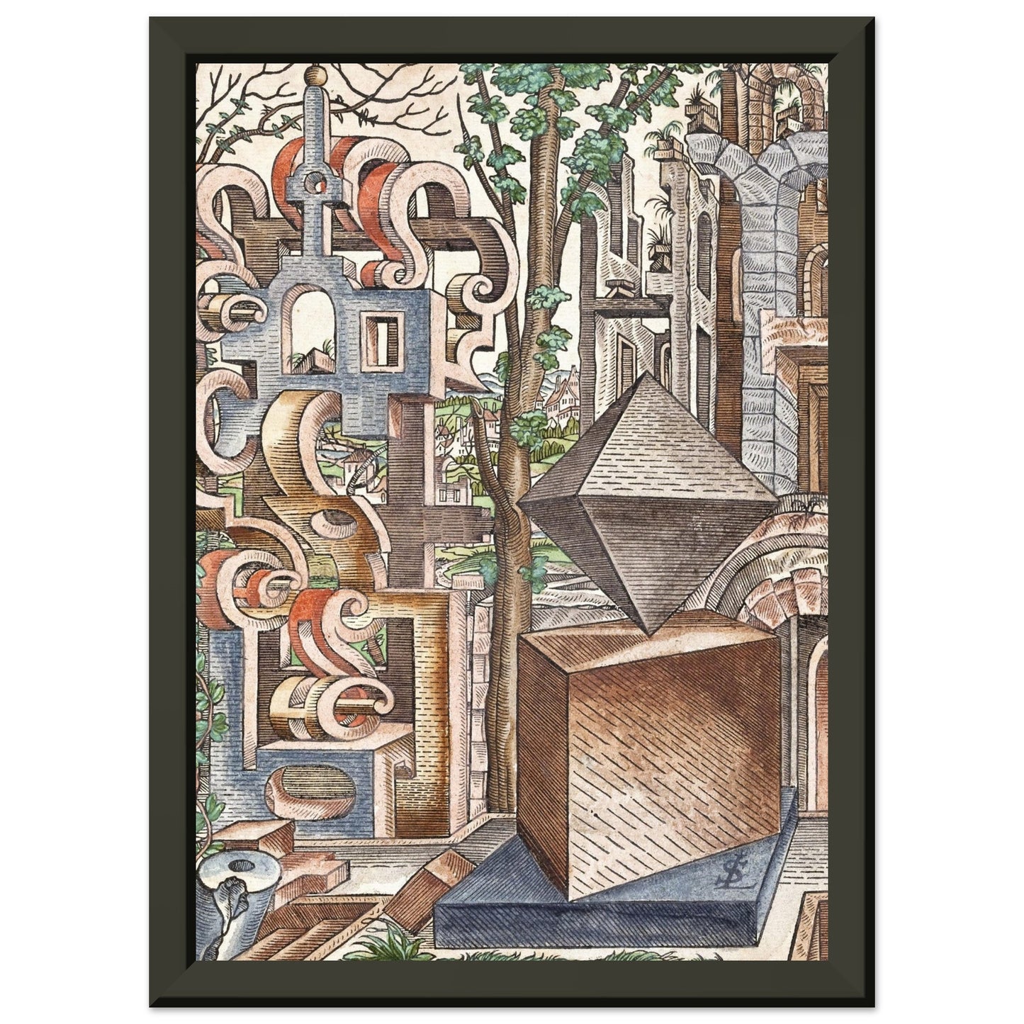 LORENZ STOER - GEOMETRIA et PERSPECTIVA Pl 01 (1567) - MATTE POSTER IN METAL FRAME