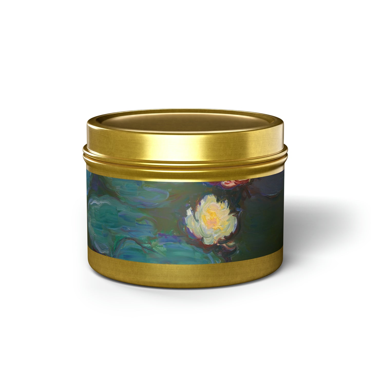 a candle holder with a painting of a flower on it