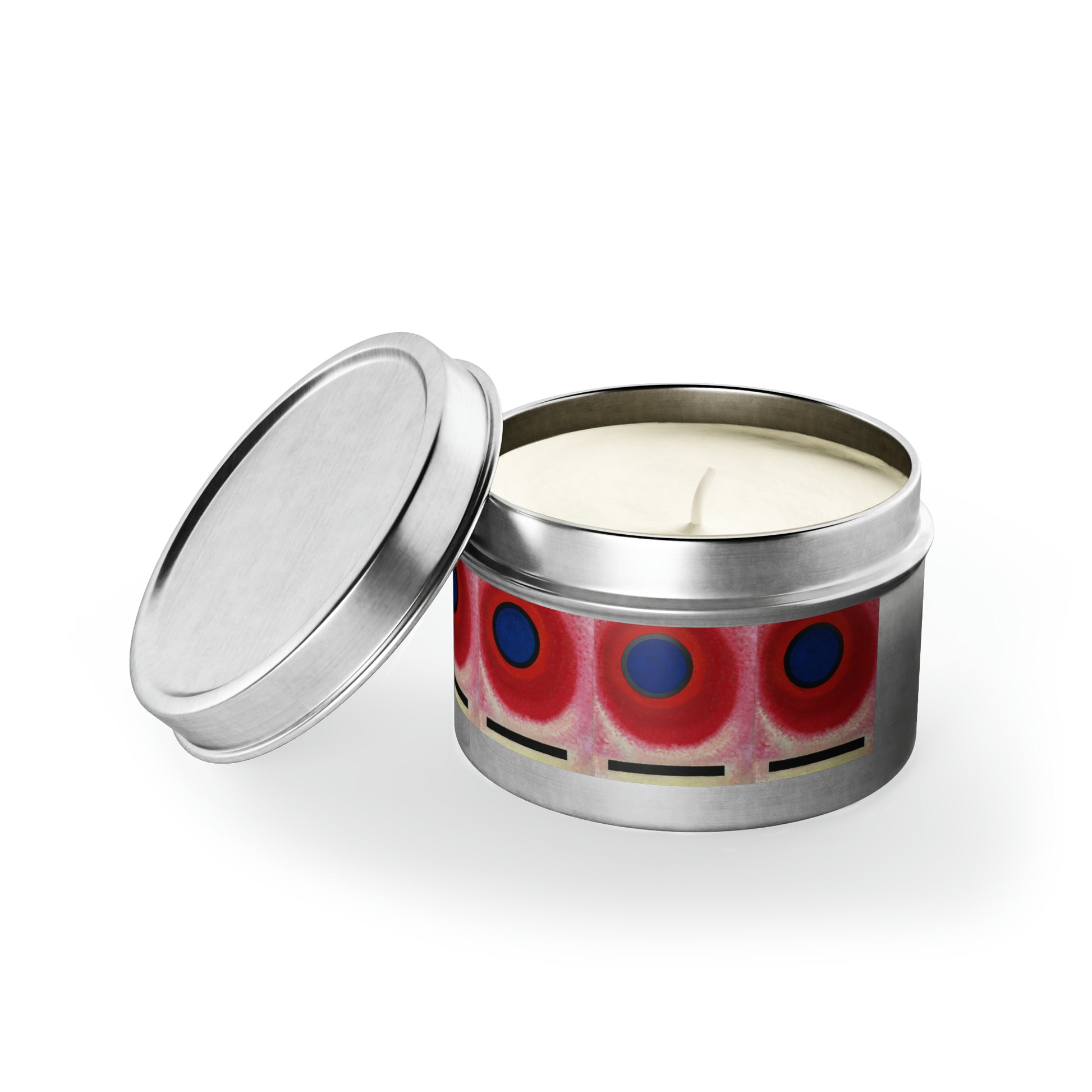 a tin with a candle inside of it