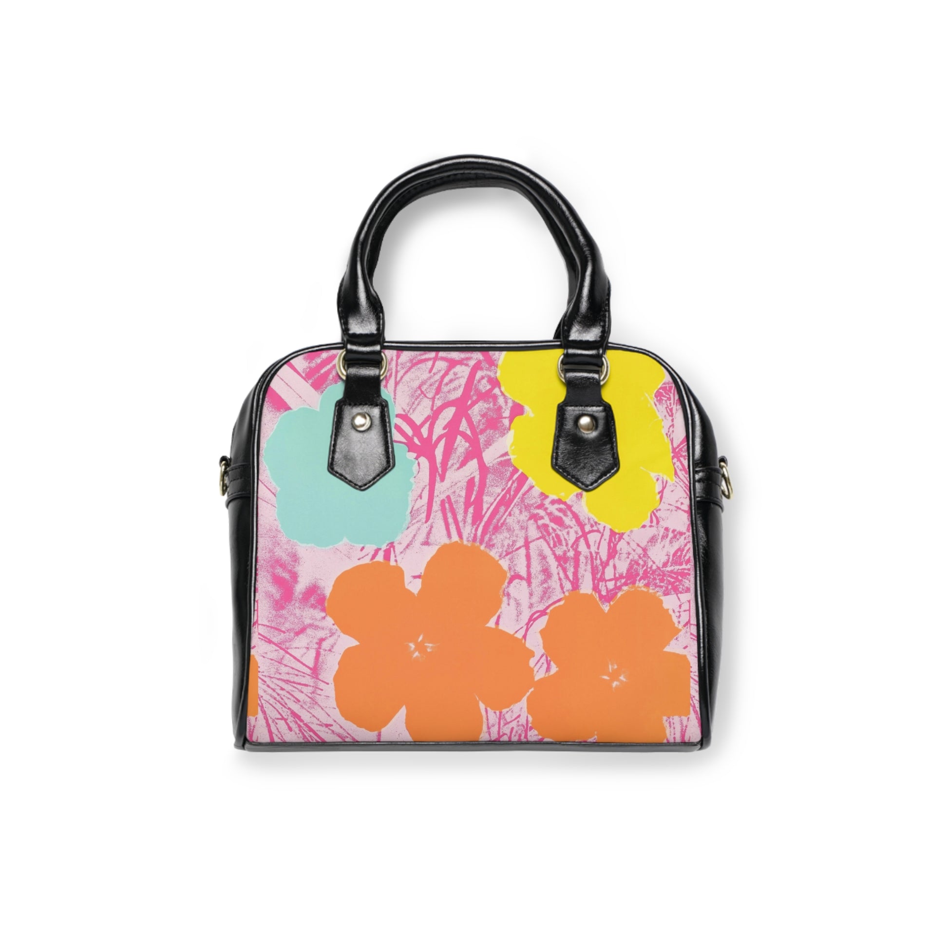 ANDY WARHOL - FLOWERS - PU LEATHER SHOULDER HANDBAG