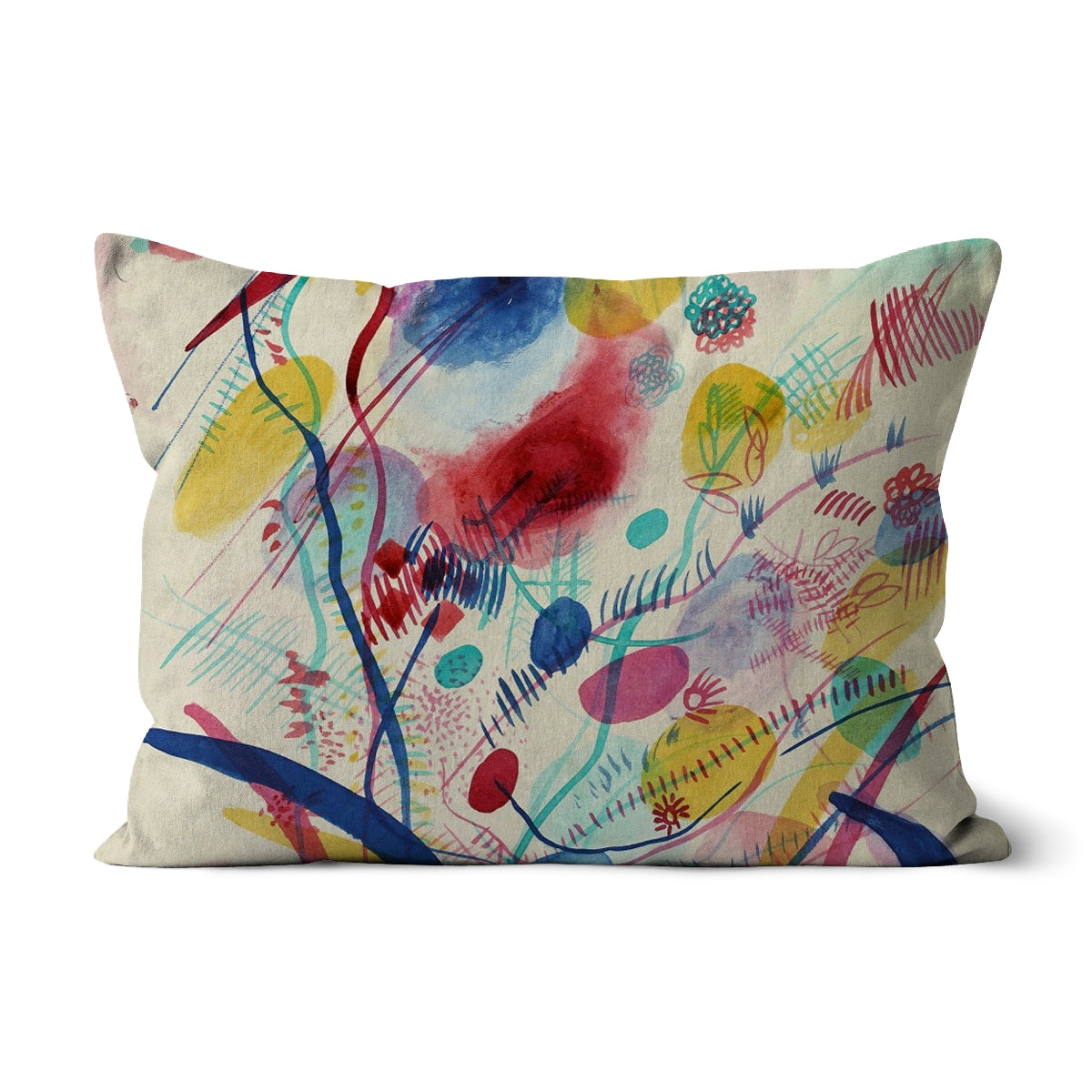 a pillow with a colorful painting on it