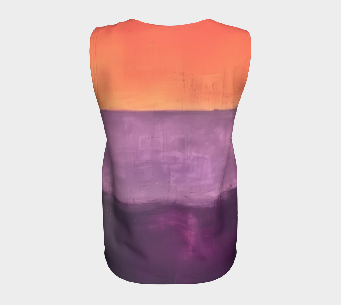 an orange and purple painting on a tank top