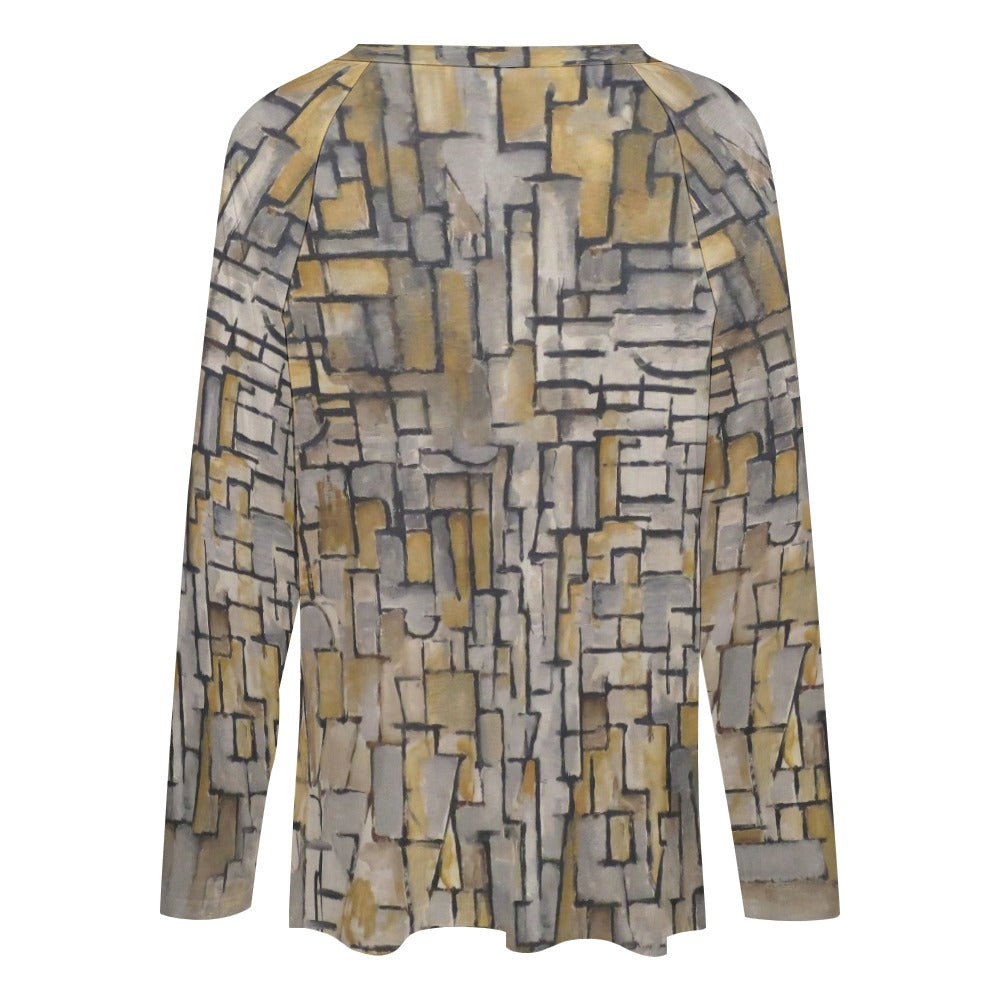 PIET MONDRIAN - TABLEAU No. 2, COMPOSITION No. VII - LONG SLEEVE LOOSE TEE FOR HER