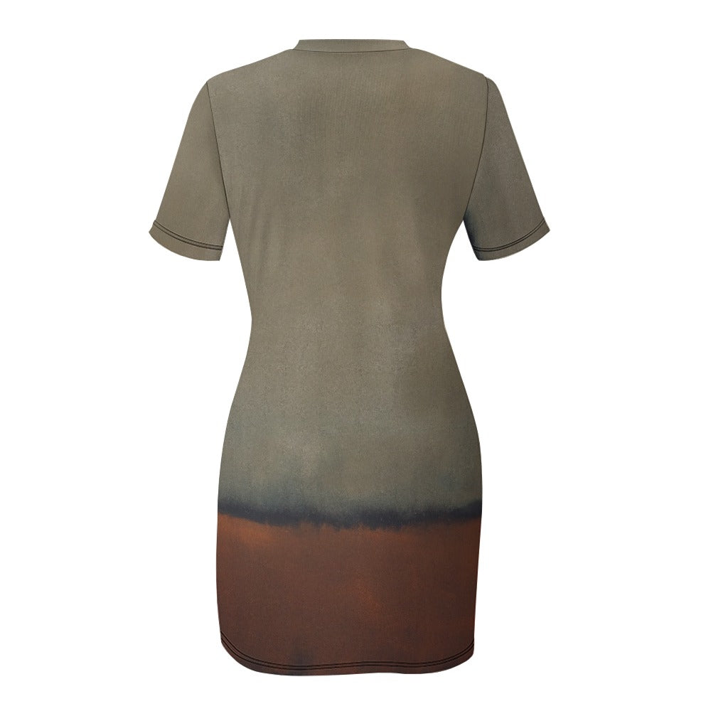 MARK ROTHKO - ABSTRACT ART - CREW NECK SHORT SLEEVE DRESS 