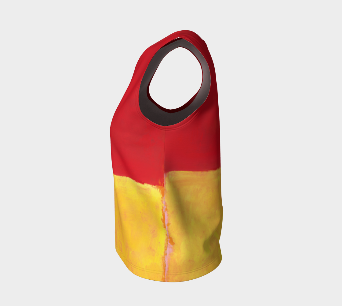 a red and yellow bag with a black handle