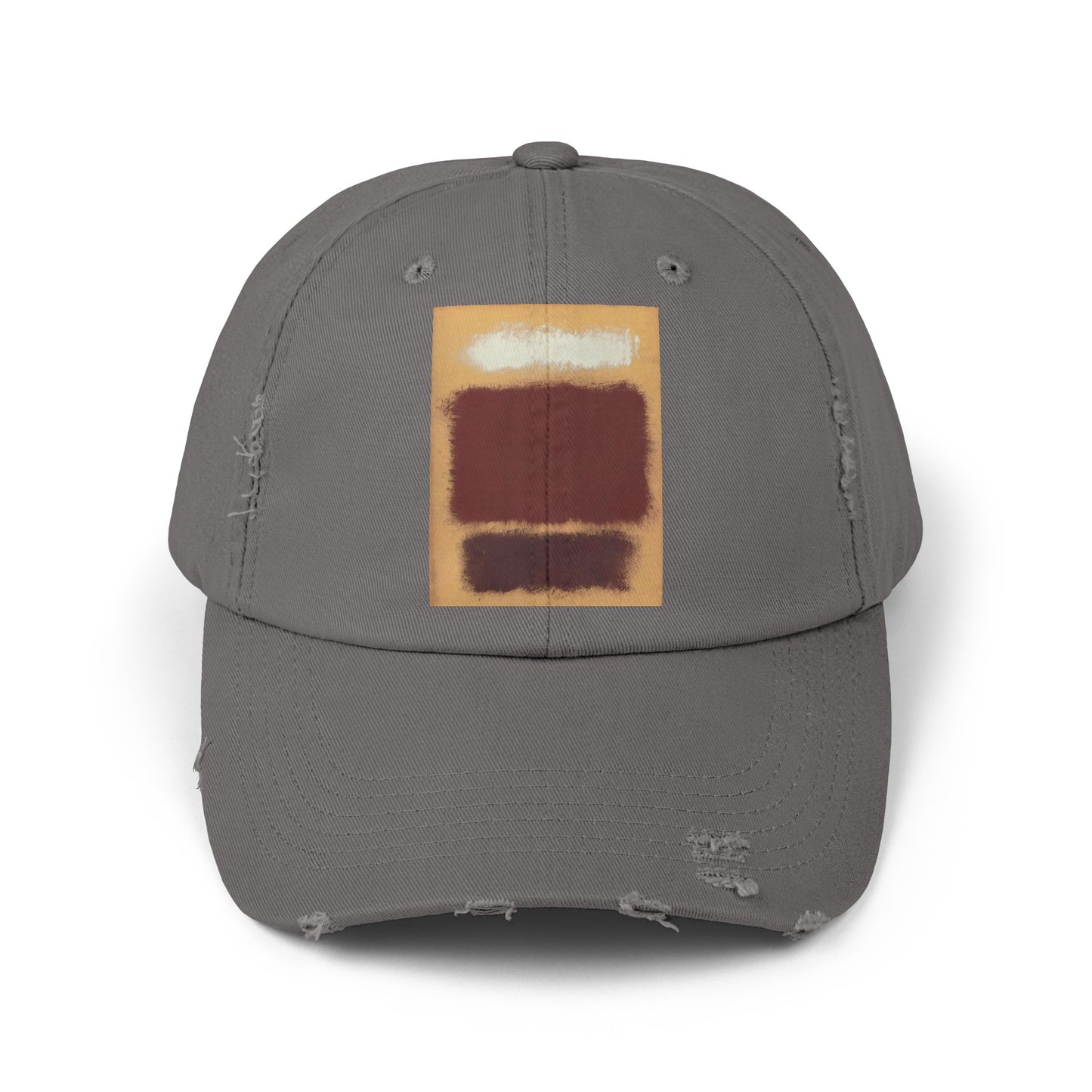 a baseball cap with a painting on it