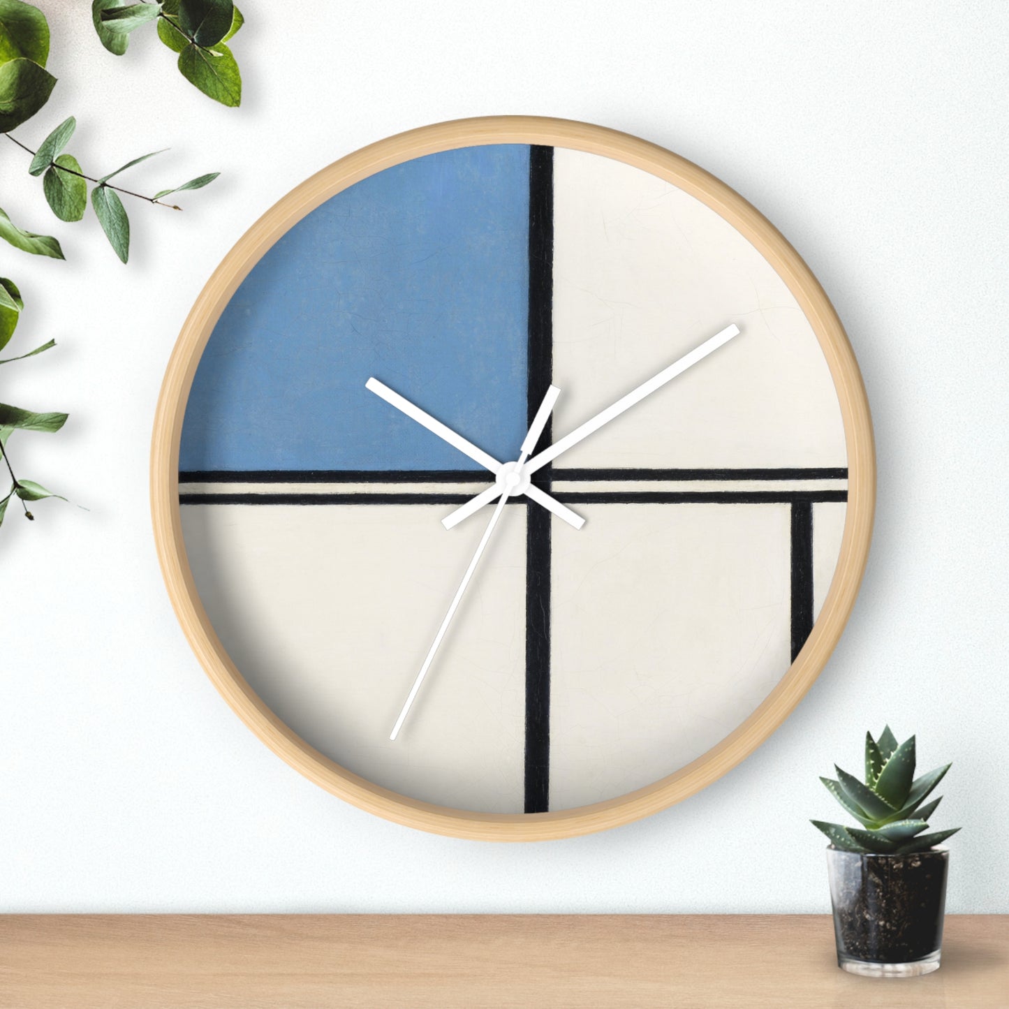 PIET MONDRIAN - COMPOSITION WITH BLUE AND RED - WOODEN WALL ART CLOCK