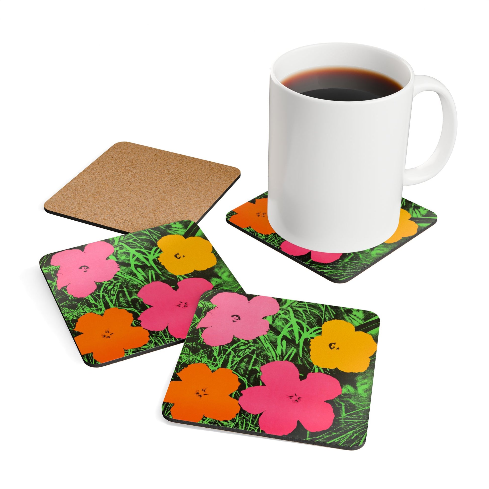 ANDY WARHOL - FLOWERS - CORKWOOD COASTER SET (HOME DECOR)