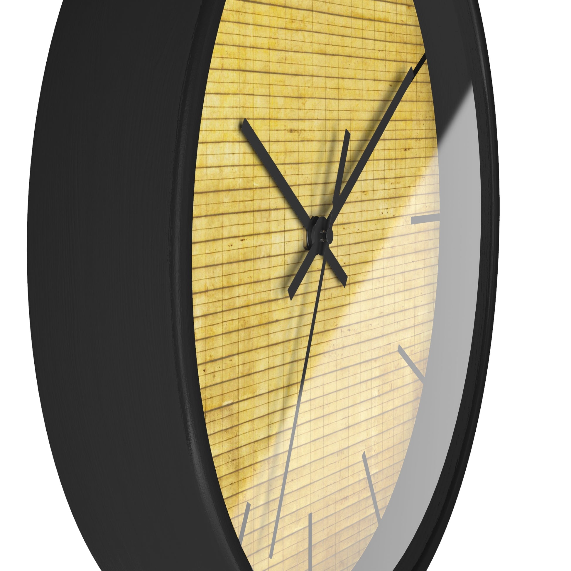 a clock with a yellow and black face