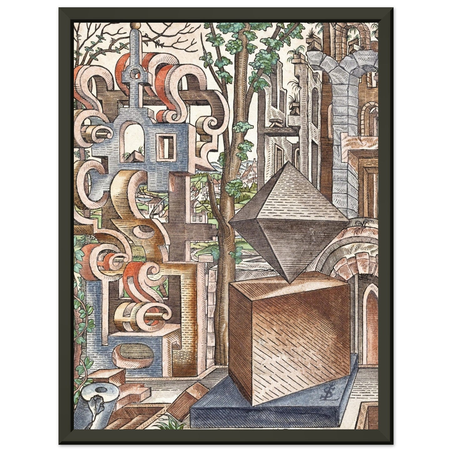 LORENZ STOER - GEOMETRIA et PERSPECTIVA Pl 01 (1567) - MATTE POSTER IN METAL FRAME