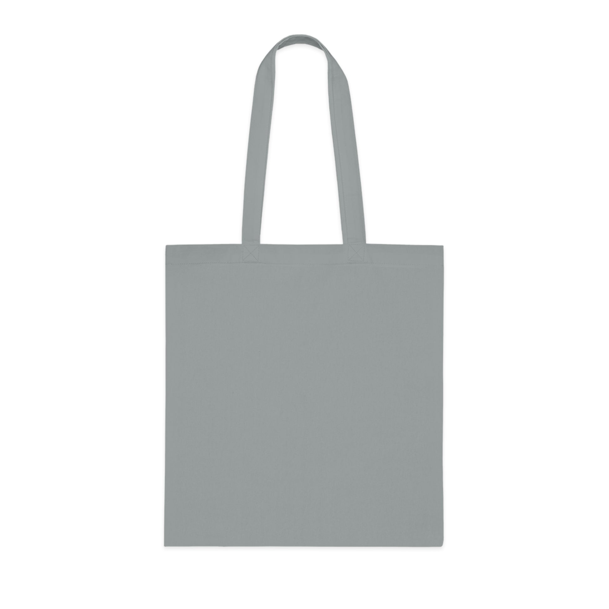 a grey tote bag on a white background