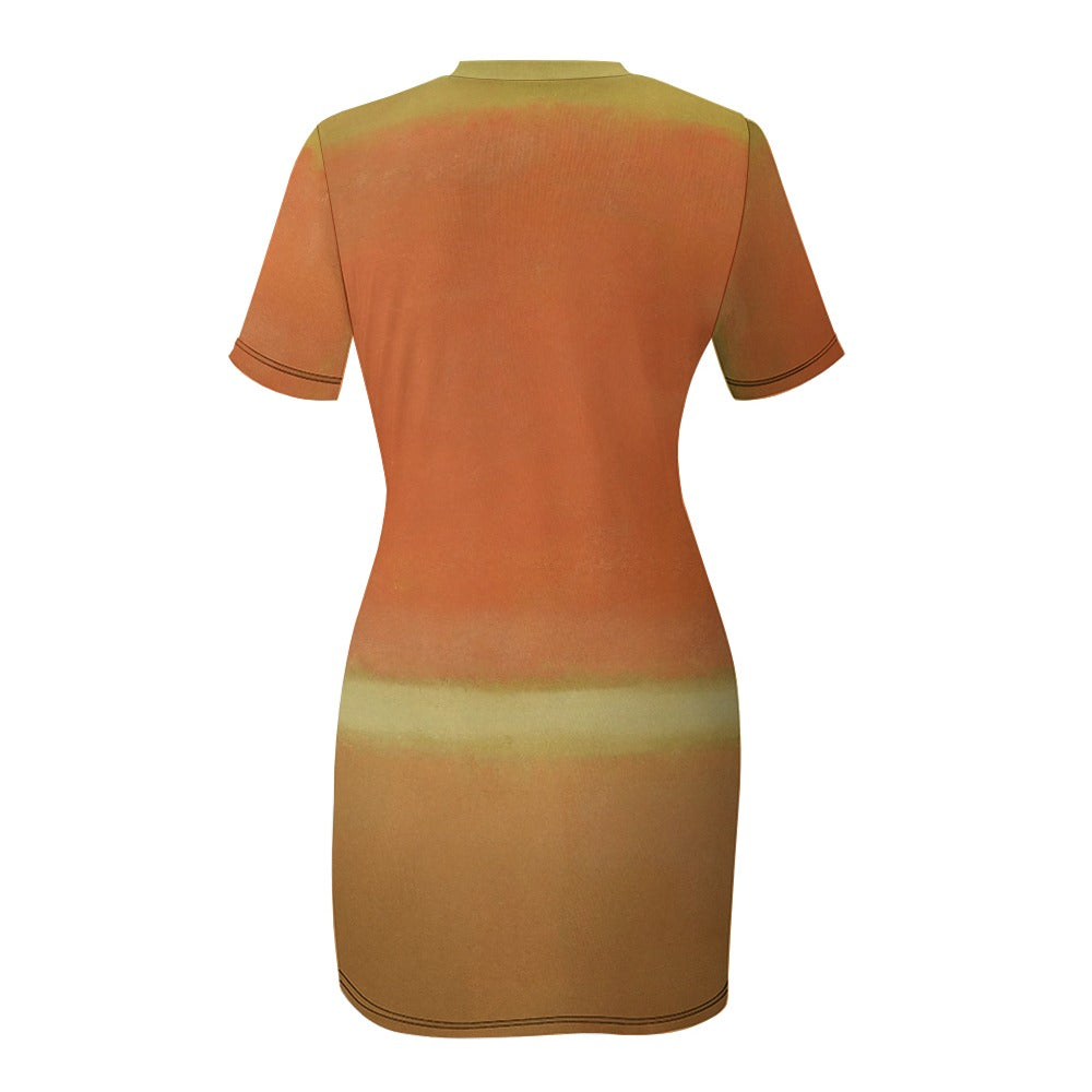 MARK ROTHKO - ABSTRACT ART - CREW NECK SHORT SLEEVE DRESS 