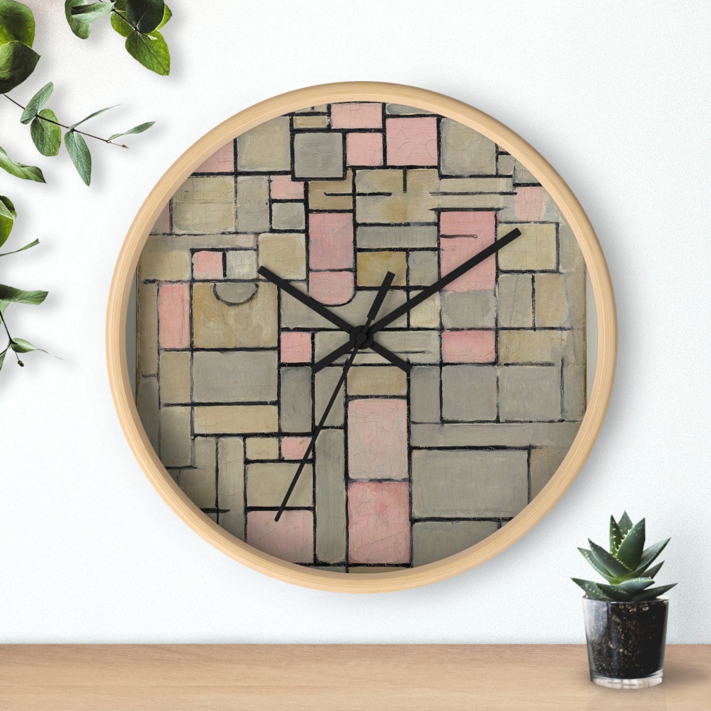 PIET MONDRIAN COMPOSITION 8 (1914) - WOODEN ART WALL CLOCK