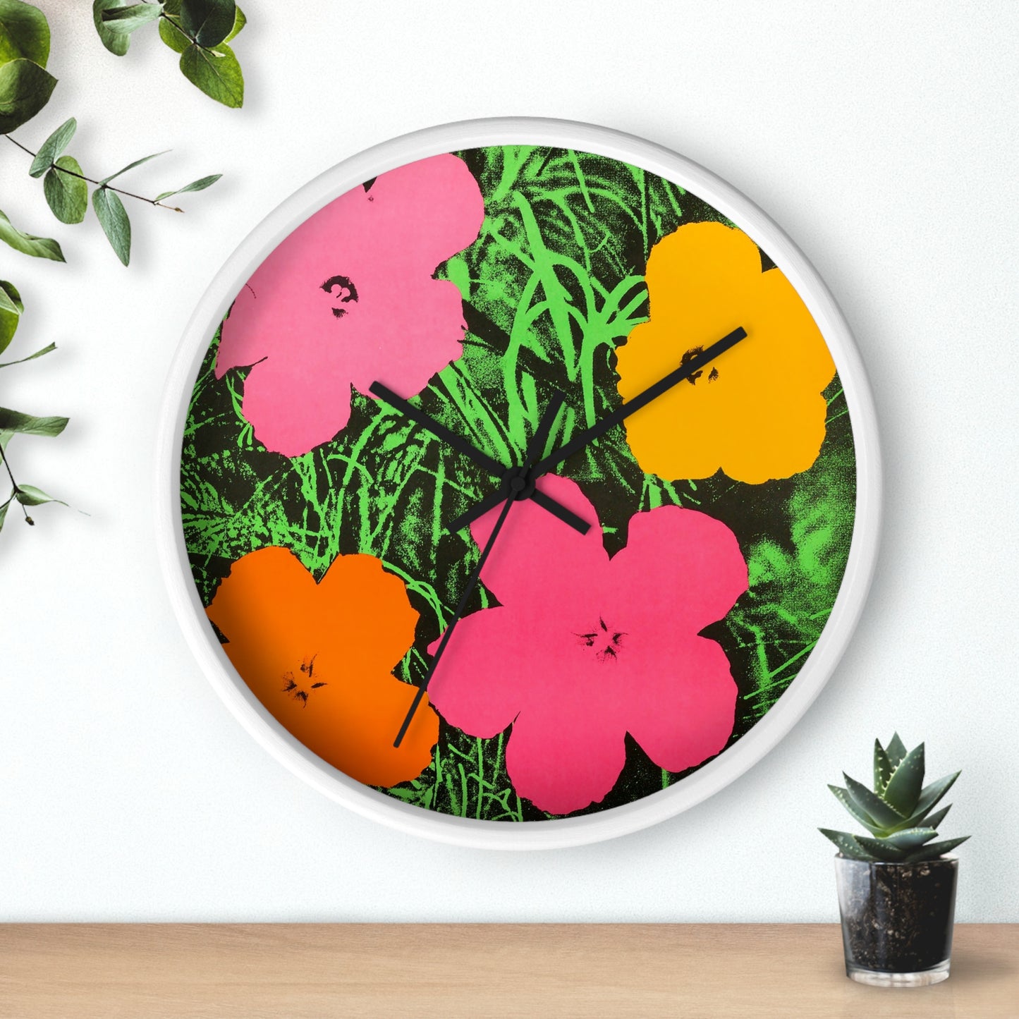 ANDY WARHOL - FLOWERS - WOODEN ART WALL CLOCK - AMAZING!