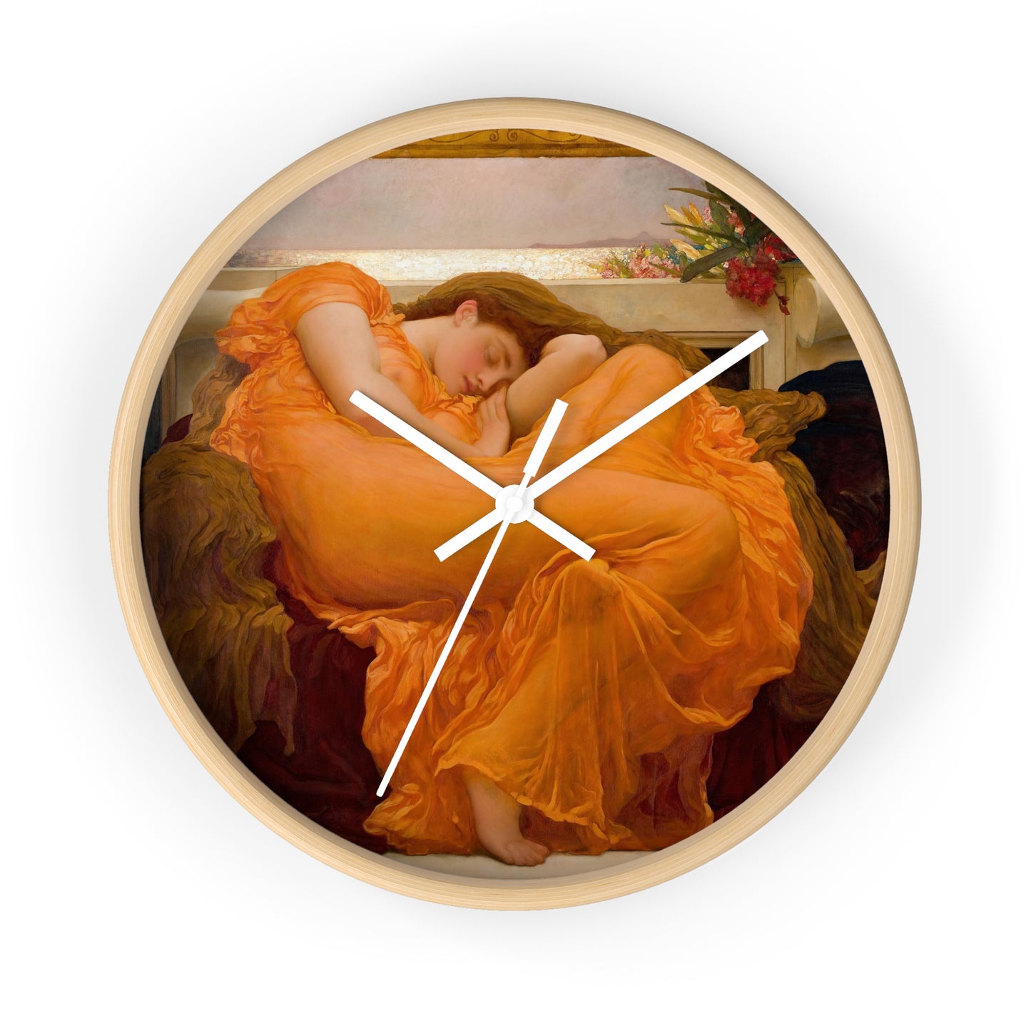 FREDERIC LEIGHTON - FLAMING JUNE - WOODEN WALL ART CLOCK