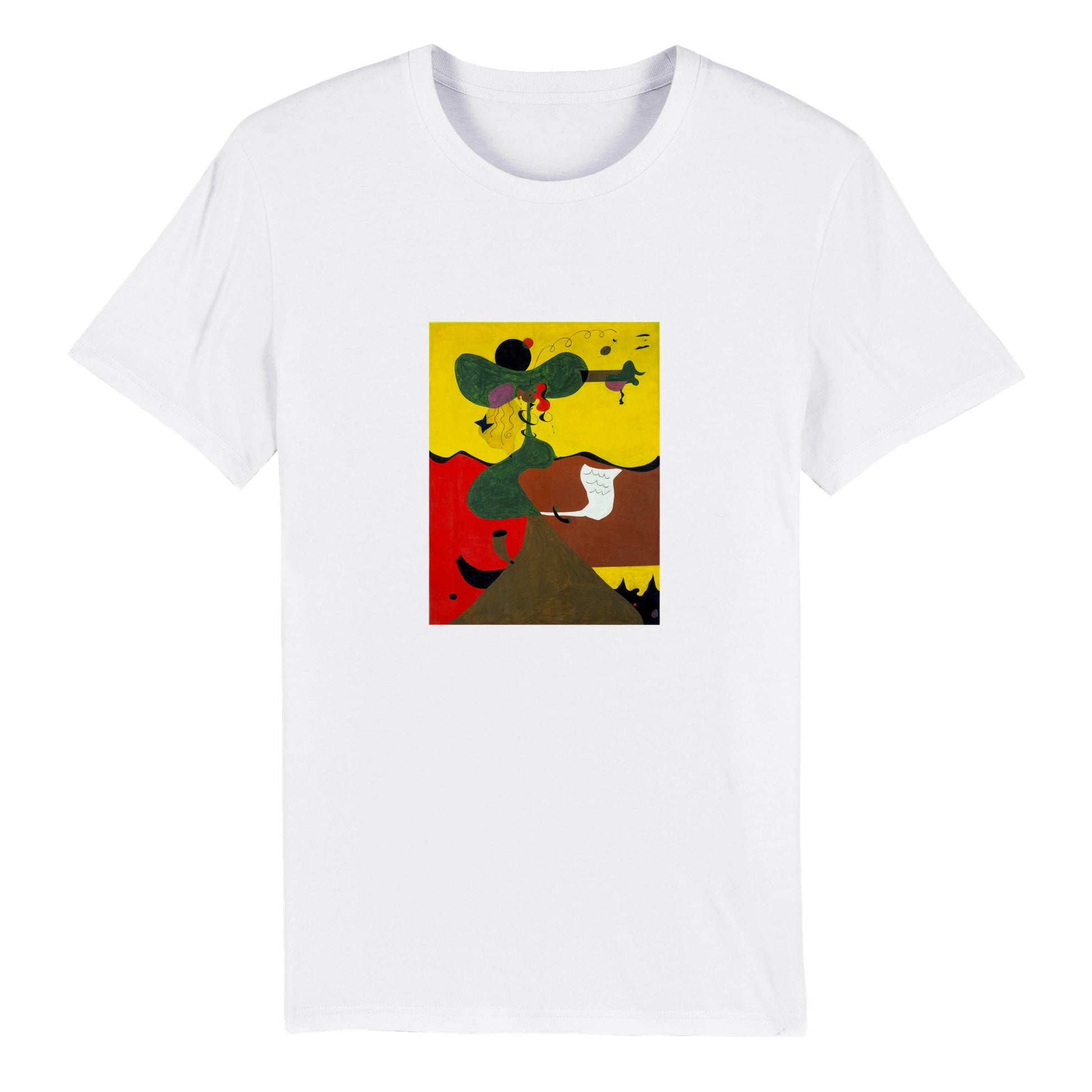 a white t - shirt with a painting of a horse