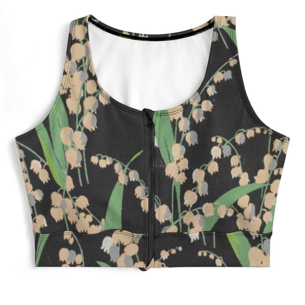 LILIES OF THE VALLEY - ZIPPERED YOGA VEST TOP FOR HER