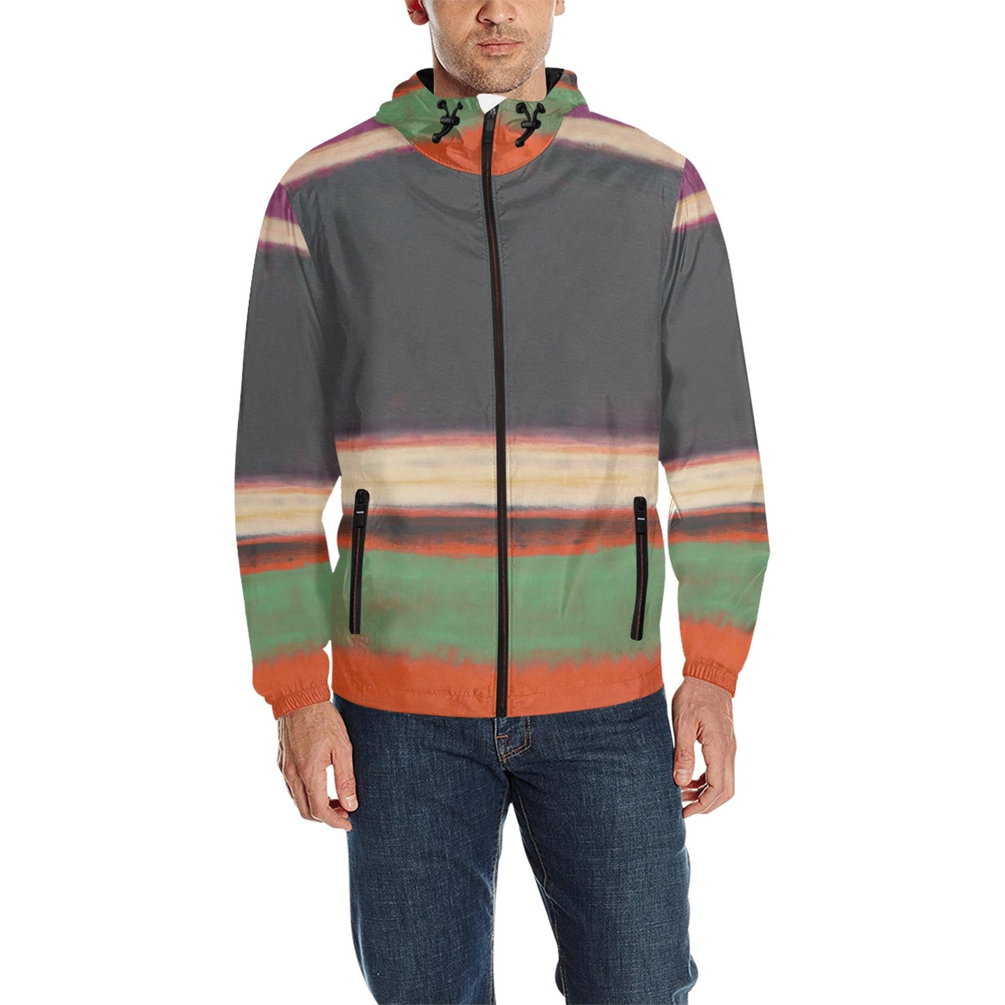 MARK ROTHKO - ABSTRACT ART - MEN'S QUILTED WINDBREAKER 