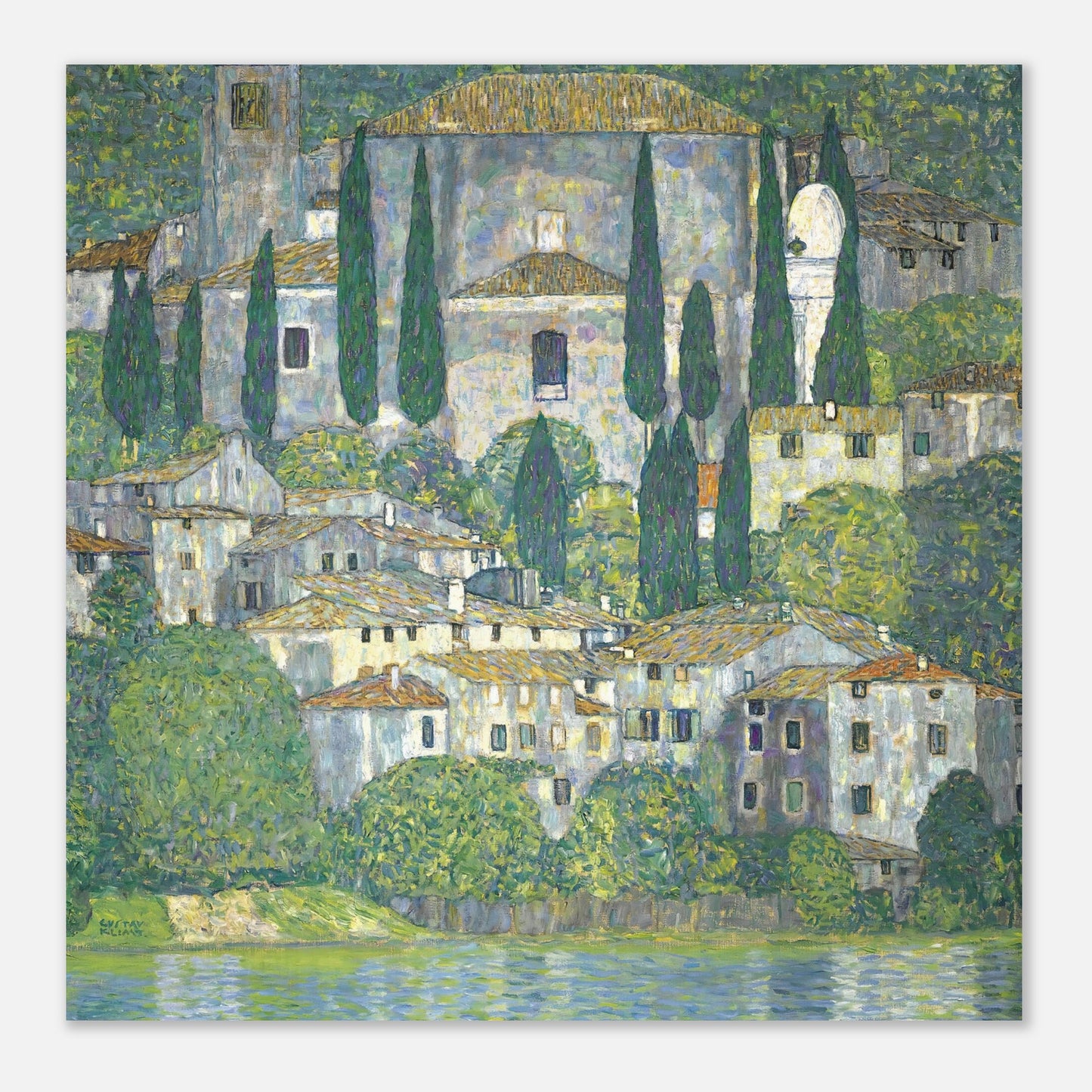 GUSTAV KLIMT - CHURCH IN CASSONE - LANDSCAPE WITH CYPRESSES - POSTER 12'' x 12''