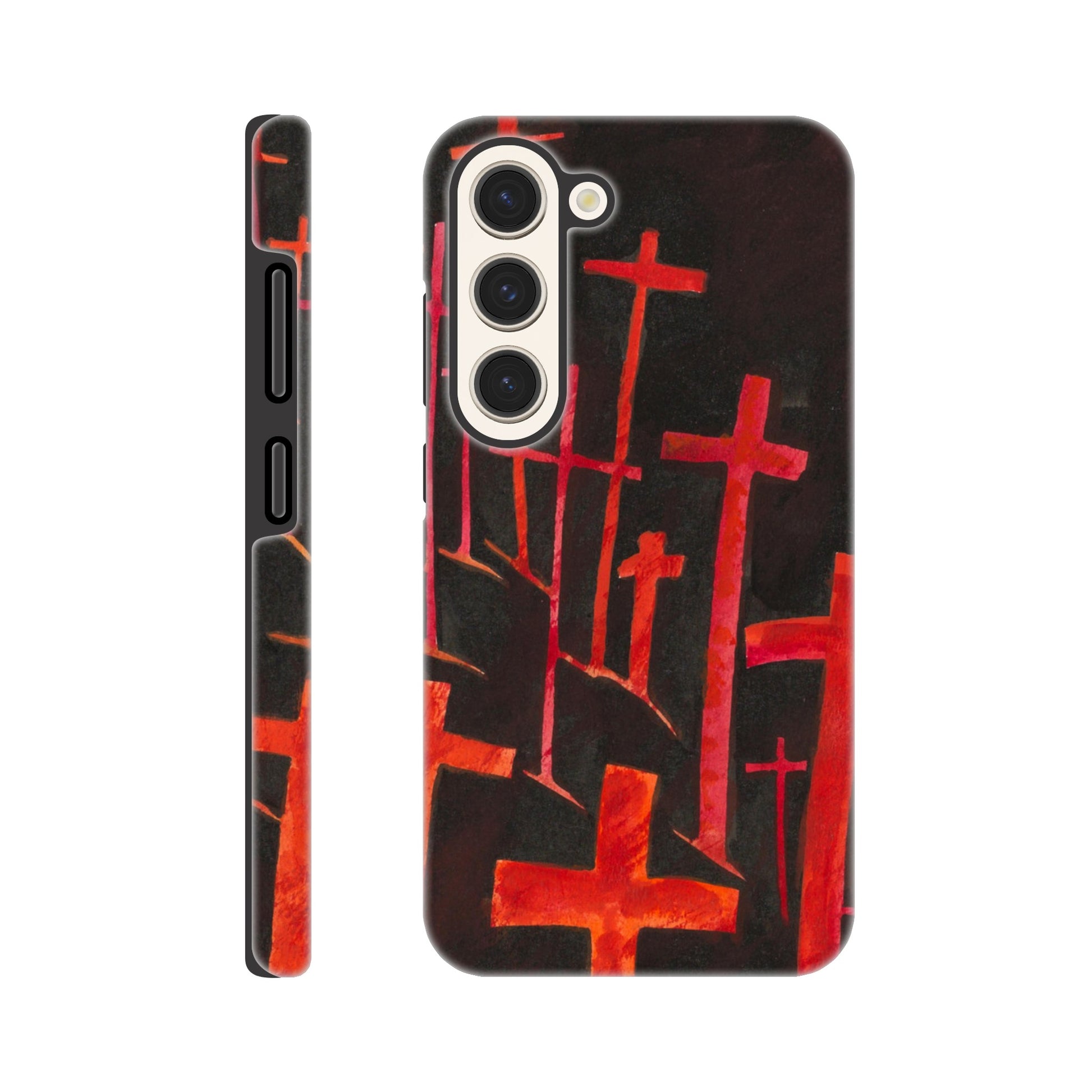 a phone case with a cross design on it