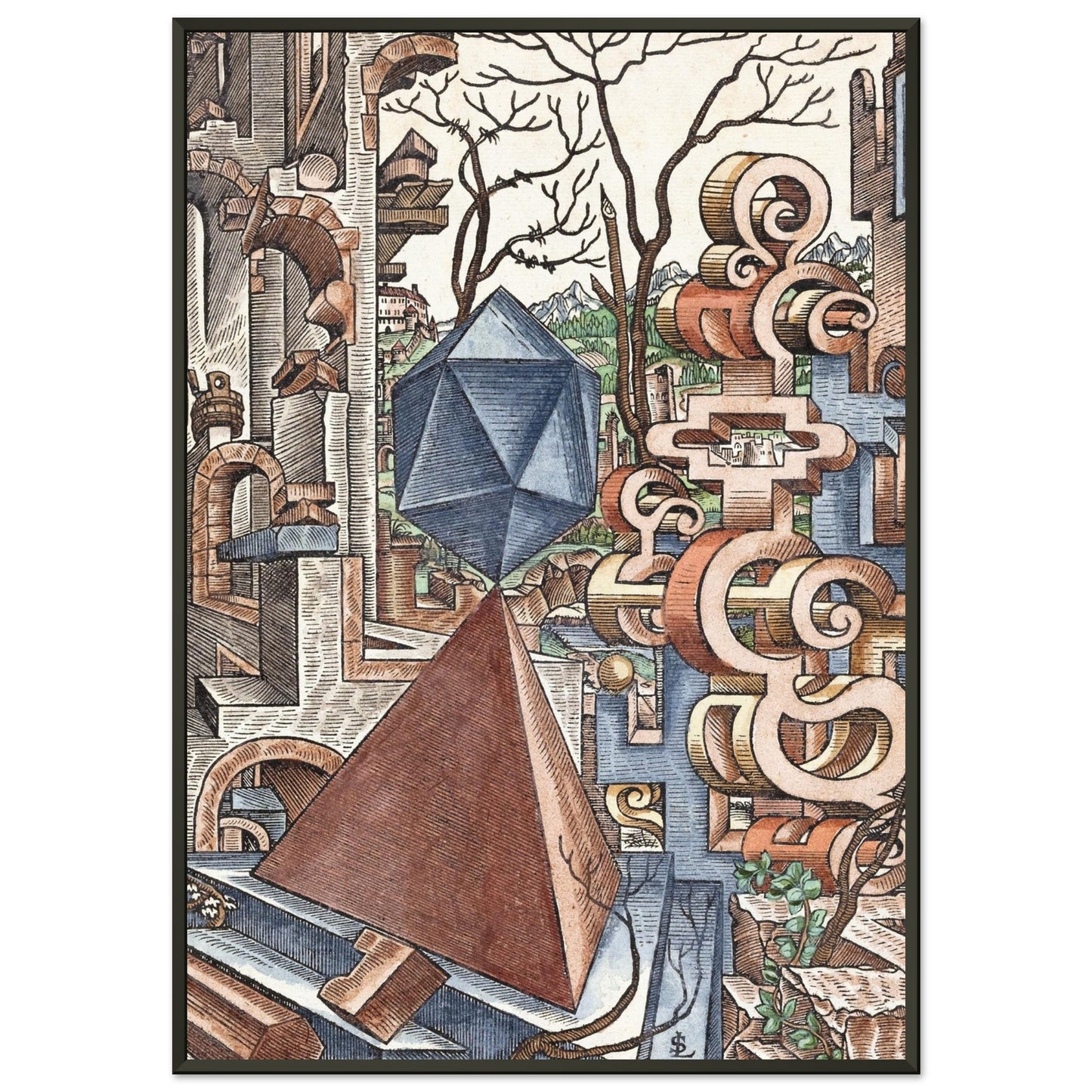 LORENZ STOER - GEOMETRIA et PERSPECTIVA Pl 02 (1567) - MATTE POSTER IN METAL FRAME