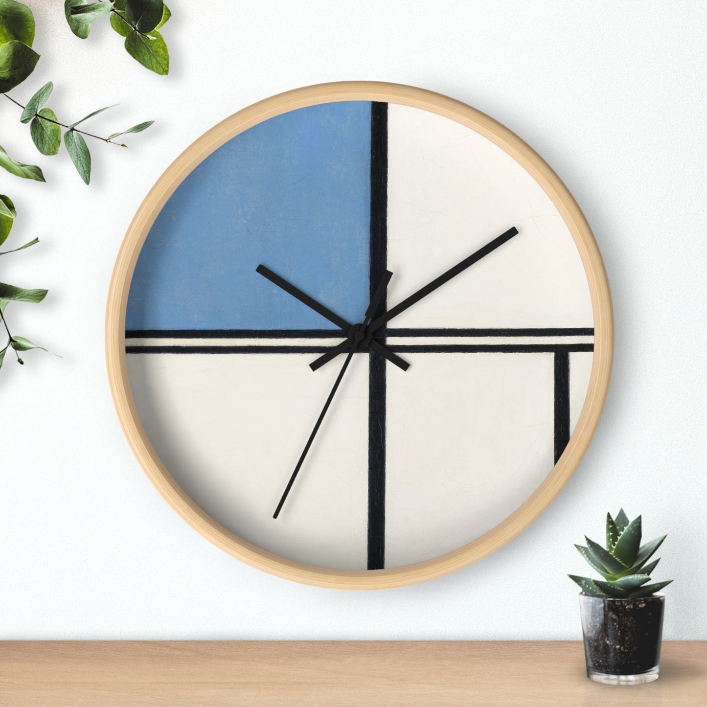 PIET MONDRIAN - COMPOSITION WITH BLUE AND RED - WOODEN WALL ART CLOCK