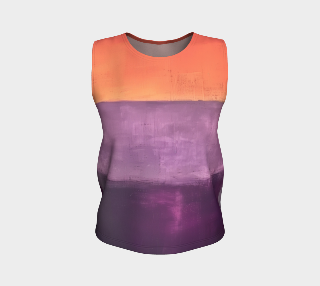 a women's tank top with an orange, purple, and pink ombre