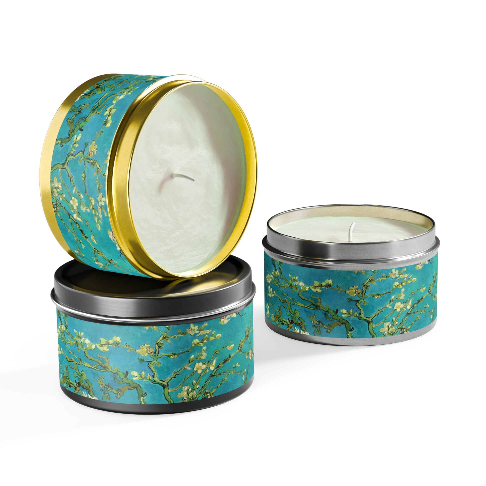 a candle that is inside of a tin