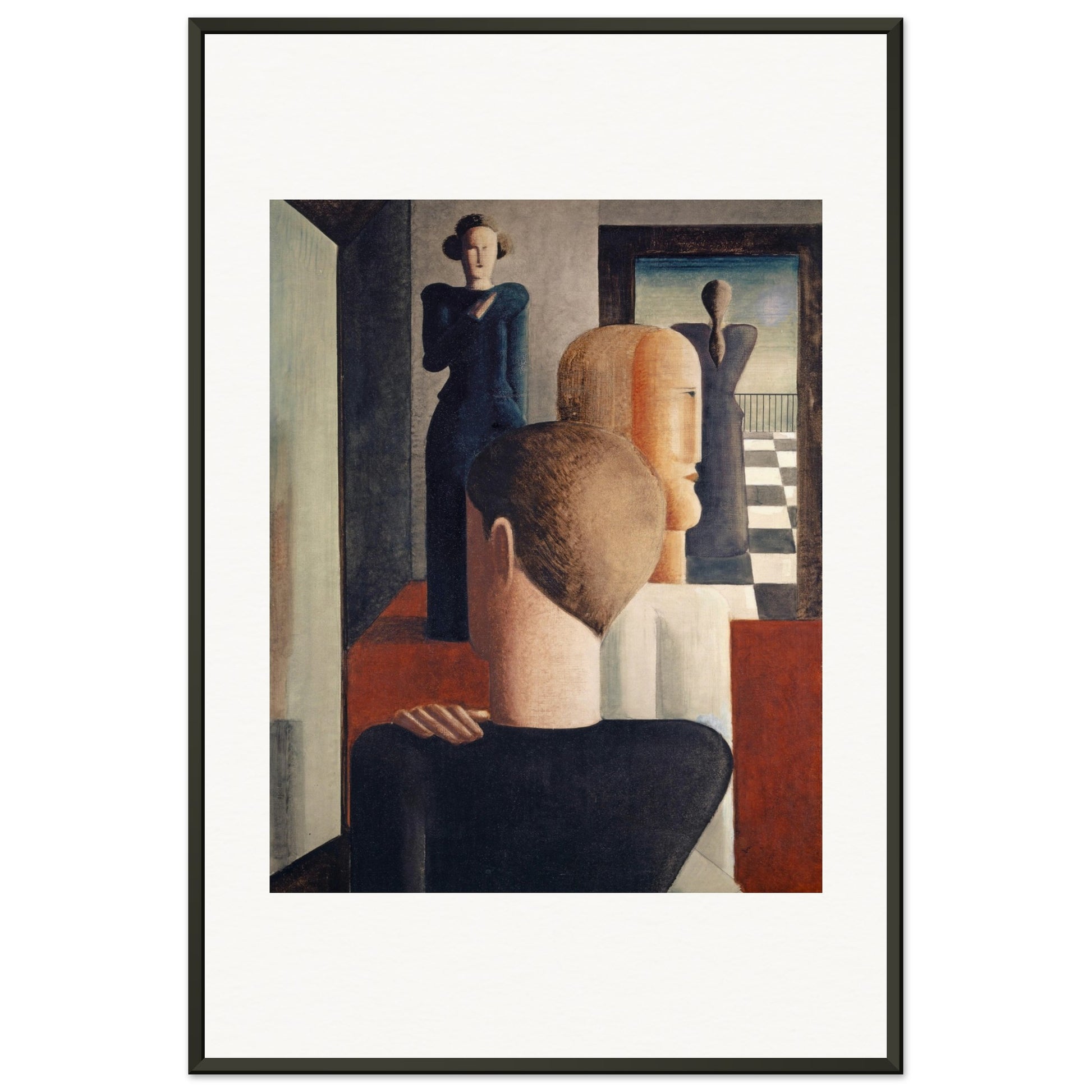 OSKAR SCHLEMMER - FIVE FIGURES IN SPACE (1925) - MUSEUM MATTE POSTER IN METAL FRAME