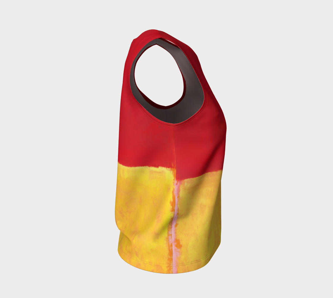 a red and yellow bag with a black handle