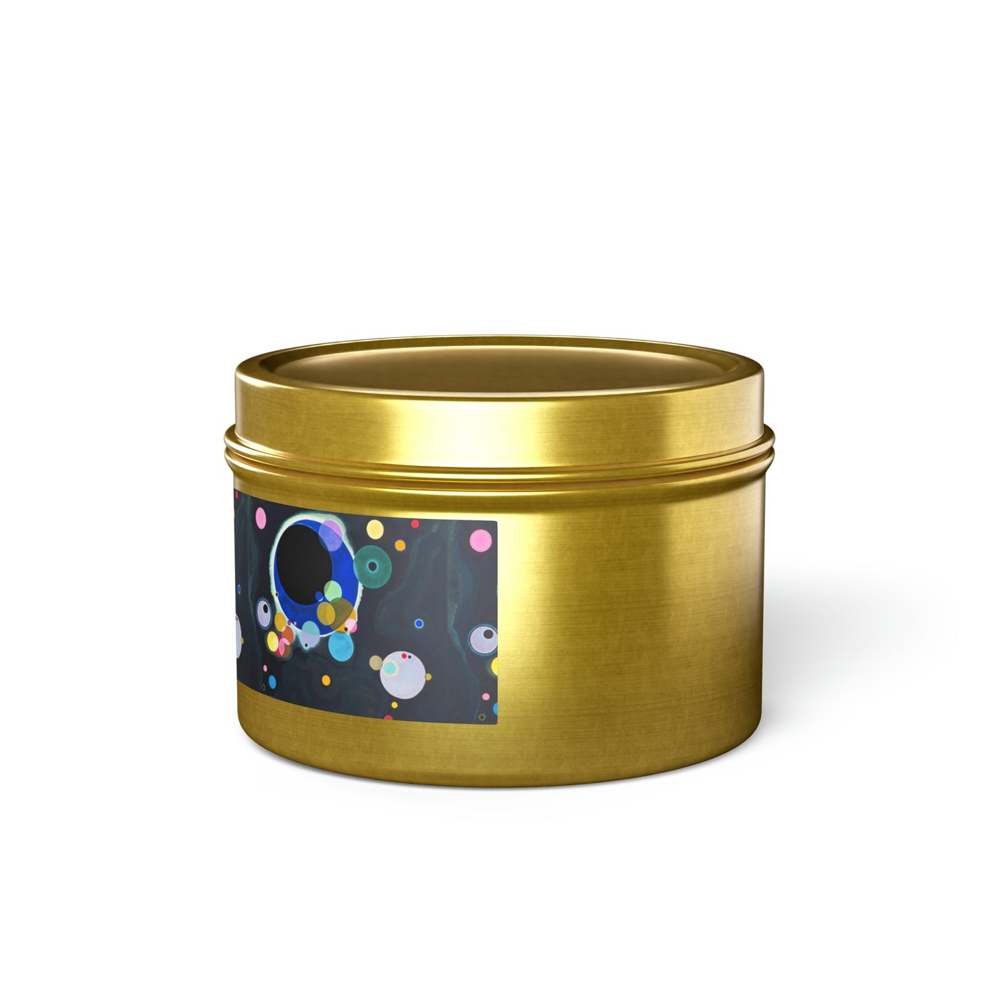 a gold tin with a picture of a fish on it