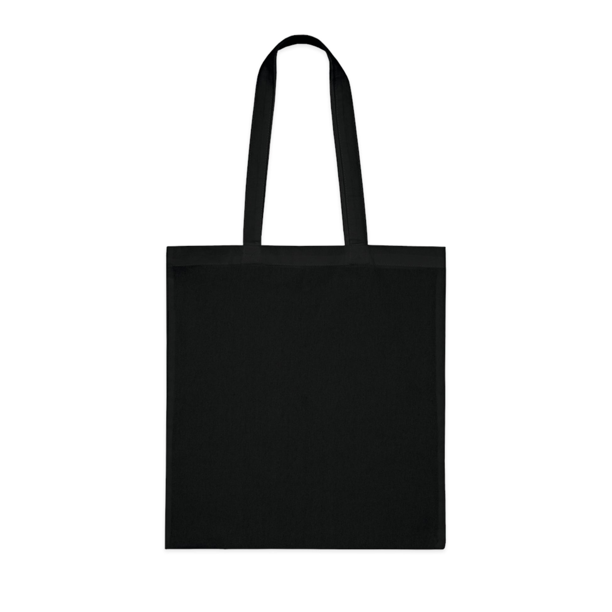 a black tote bag on a white background